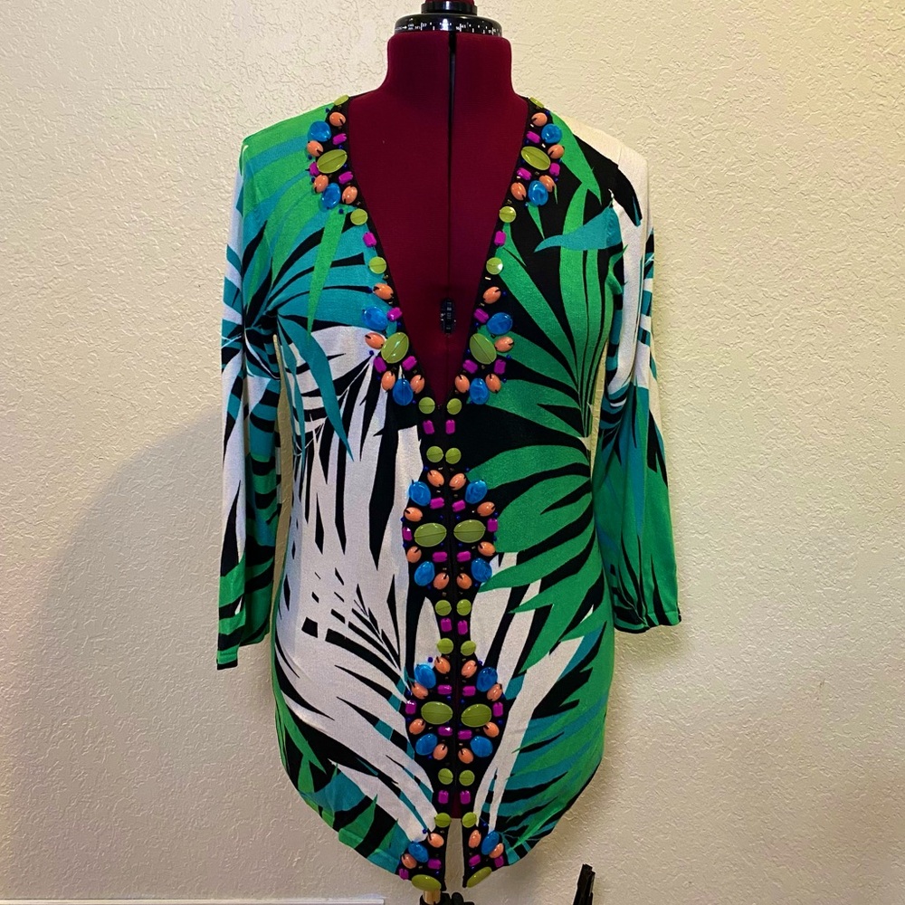 Berek | Leaves Abstract Pattern Cardigan L 🌿🌱🌾💎